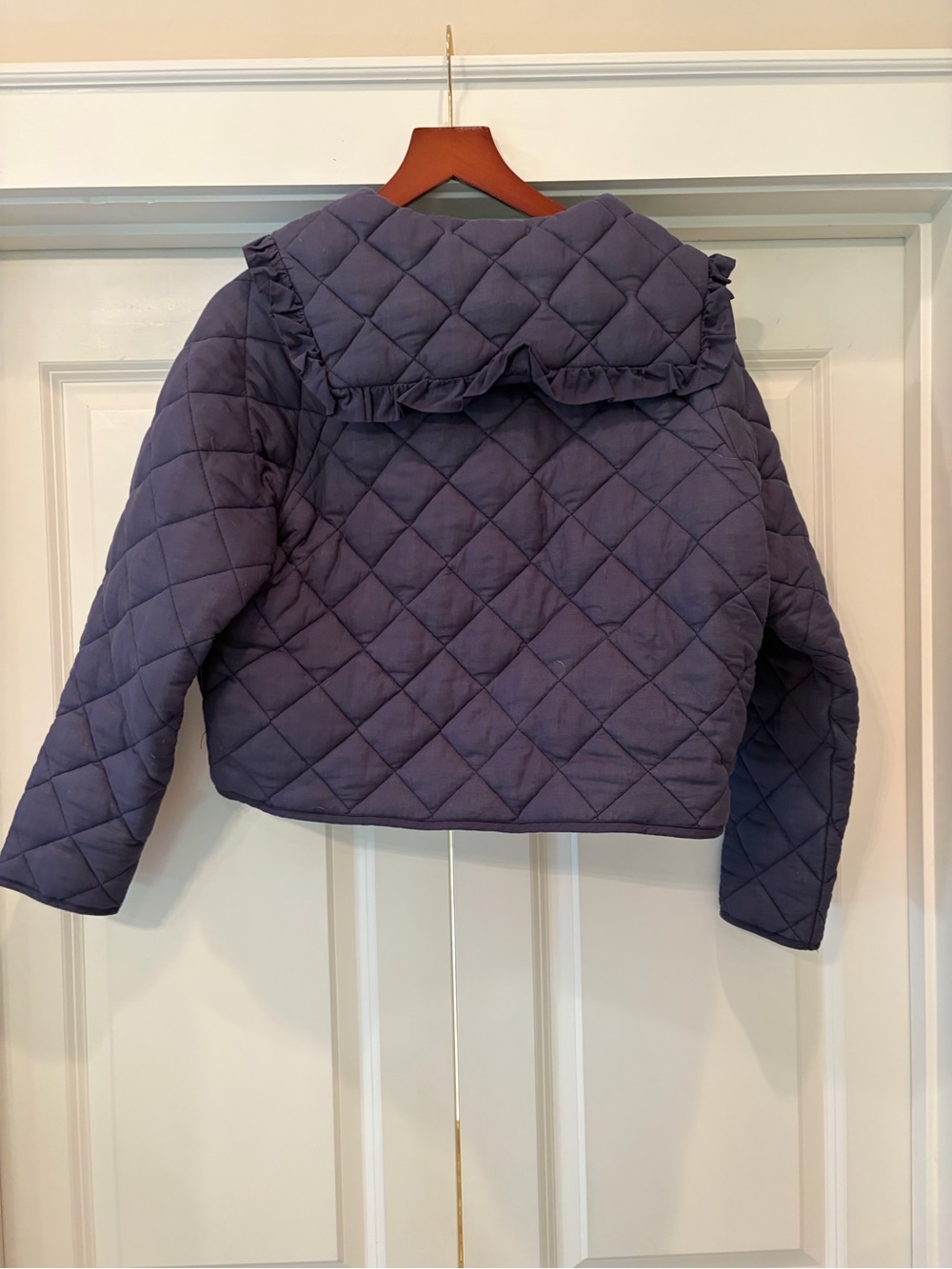 Maje Quilted Navy Ruffle-Collar Jacket - Picture 4 of 4
